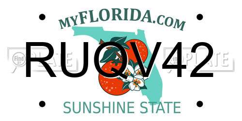 RUQV42 Florida License Plate