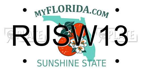 RUSW13 Florida License Plate