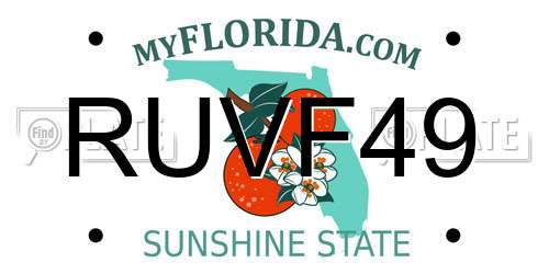 RUVF49 Florida License Plate
