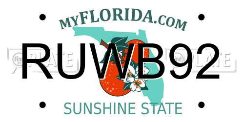 RUWB92 Florida License Plate