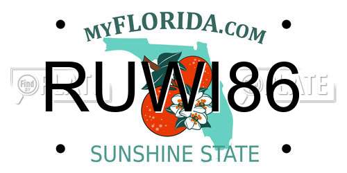 RUWI86 Florida License Plate