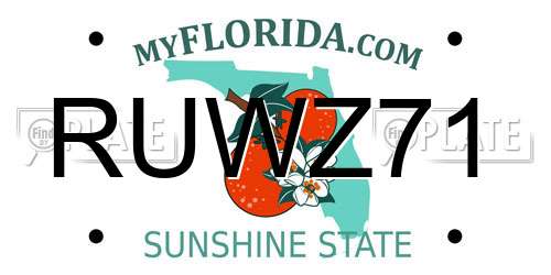 RUWZ71 Florida License Plate