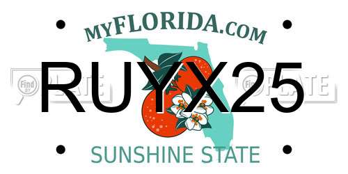 RUYX25 Florida License Plate