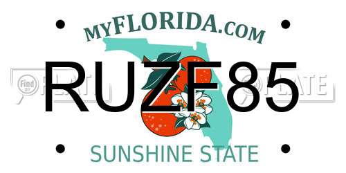 RUZF85 Florida License Plate