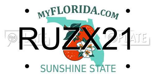 RUZX21 Florida License Plate