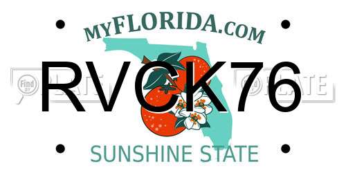RVCK76 Florida License Plate