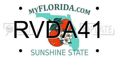 RVDA41 Florida License Plate