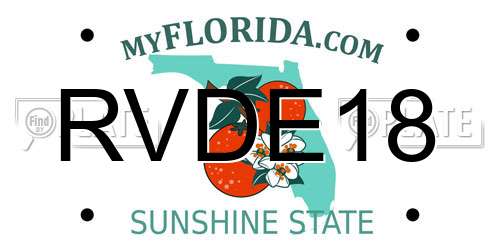 RVDE18 Florida License Plate