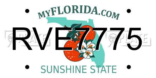 RVE7775 Florida License Plate
