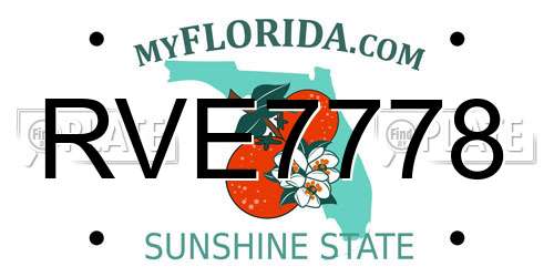 RVE7778 Florida License Plate