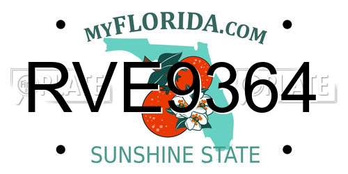 RVE9364 Florida License Plate
