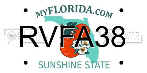 RVFA38 Florida License Plate
