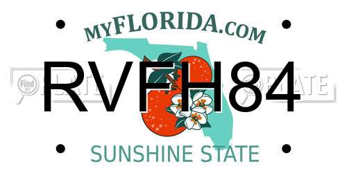 RVFH84 Florida License Plate