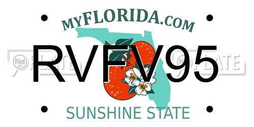 RVFV95 Florida License Plate