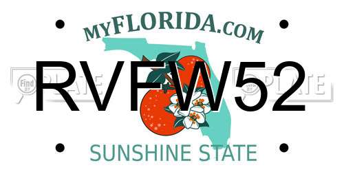 RVFW52 Florida License Plate