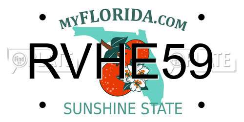 RVHE59 Florida License Plate