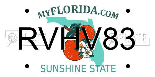 RVHV83 Florida License Plate