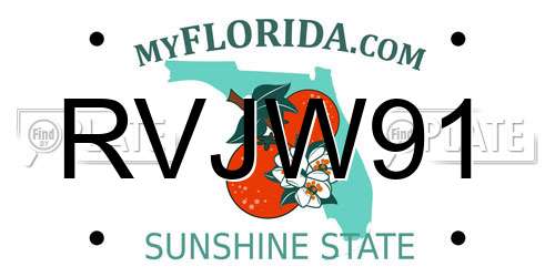 RVJW91 Florida License Plate