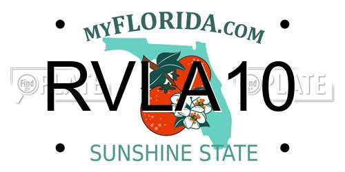 RVLA10 Florida License Plate