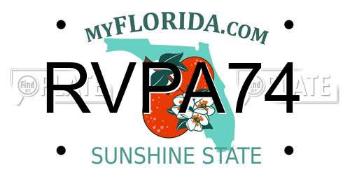 RVPA74 Florida License Plate