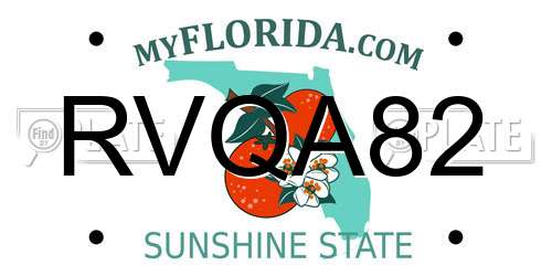 RVQA82 Florida License Plate