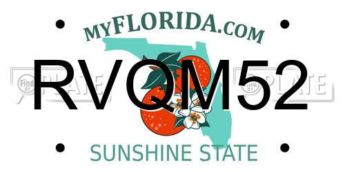 RVQM52 Florida License Plate