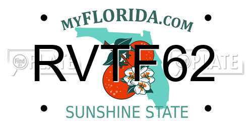 RVTF62 Florida License Plate