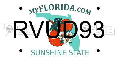 RVUD93 Florida License Plate