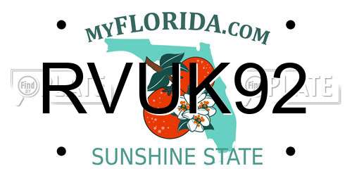 RVUK92 Florida License Plate