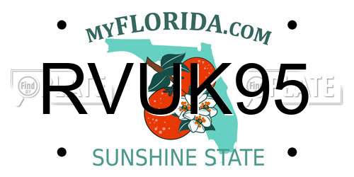RVUK95 Florida License Plate