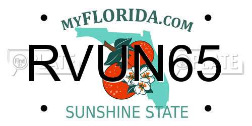 RVUN65 Florida License Plate