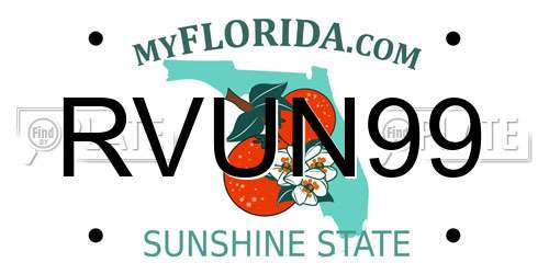 RVUN99 Florida License Plate