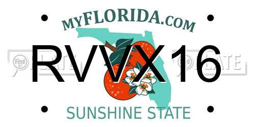 RVVX16 Florida License Plate