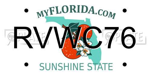 RVWC76 Florida License Plate