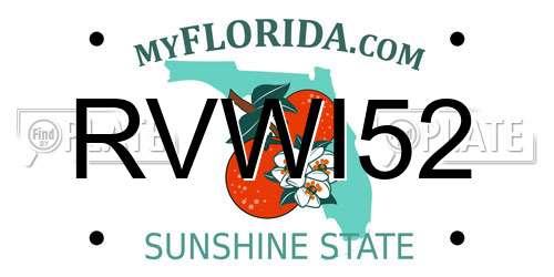 RVWI52 Florida License Plate