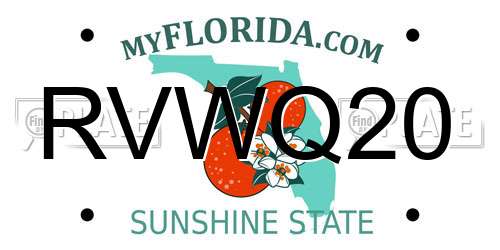 RVWQ20 Florida License Plate