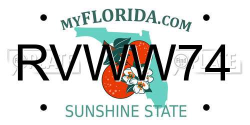 RVWW74 Florida License Plate