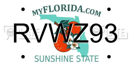 RVWZ93 Florida License Plate