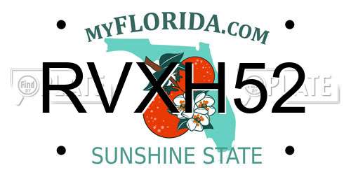 RVXH52 Florida License Plate
