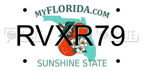 RVXR79 Florida License Plate