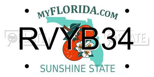 RVYB34 Florida License Plate