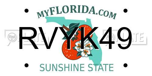 RVYK49 Florida License Plate