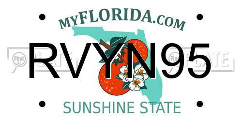 RVYN95 Florida License Plate