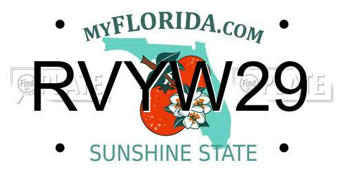 RVYW29 Florida License Plate