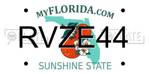 RVZE44 Florida License Plate