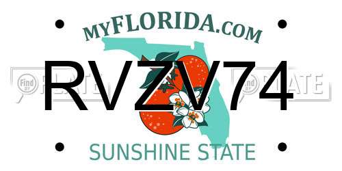 RVZV74 Florida License Plate