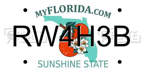 RW4H3B Florida License Plate