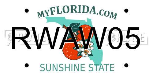 RWAW05 Florida License Plate
