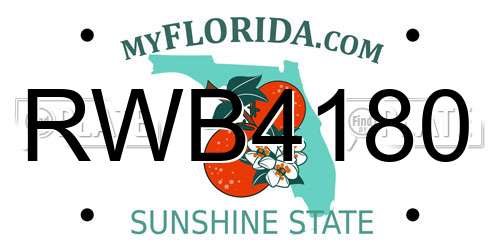 RWB4180 Florida License Plate