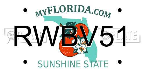 RWBV51 Florida License Plate
